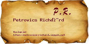 Petrovics Richárd névjegykártya