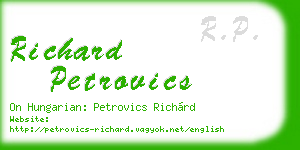 richard petrovics business card