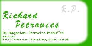 richard petrovics business card